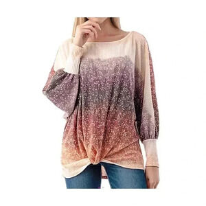 🆕South River Marsala Ombré Leaf Twist-Front Boatneck Top M🆕